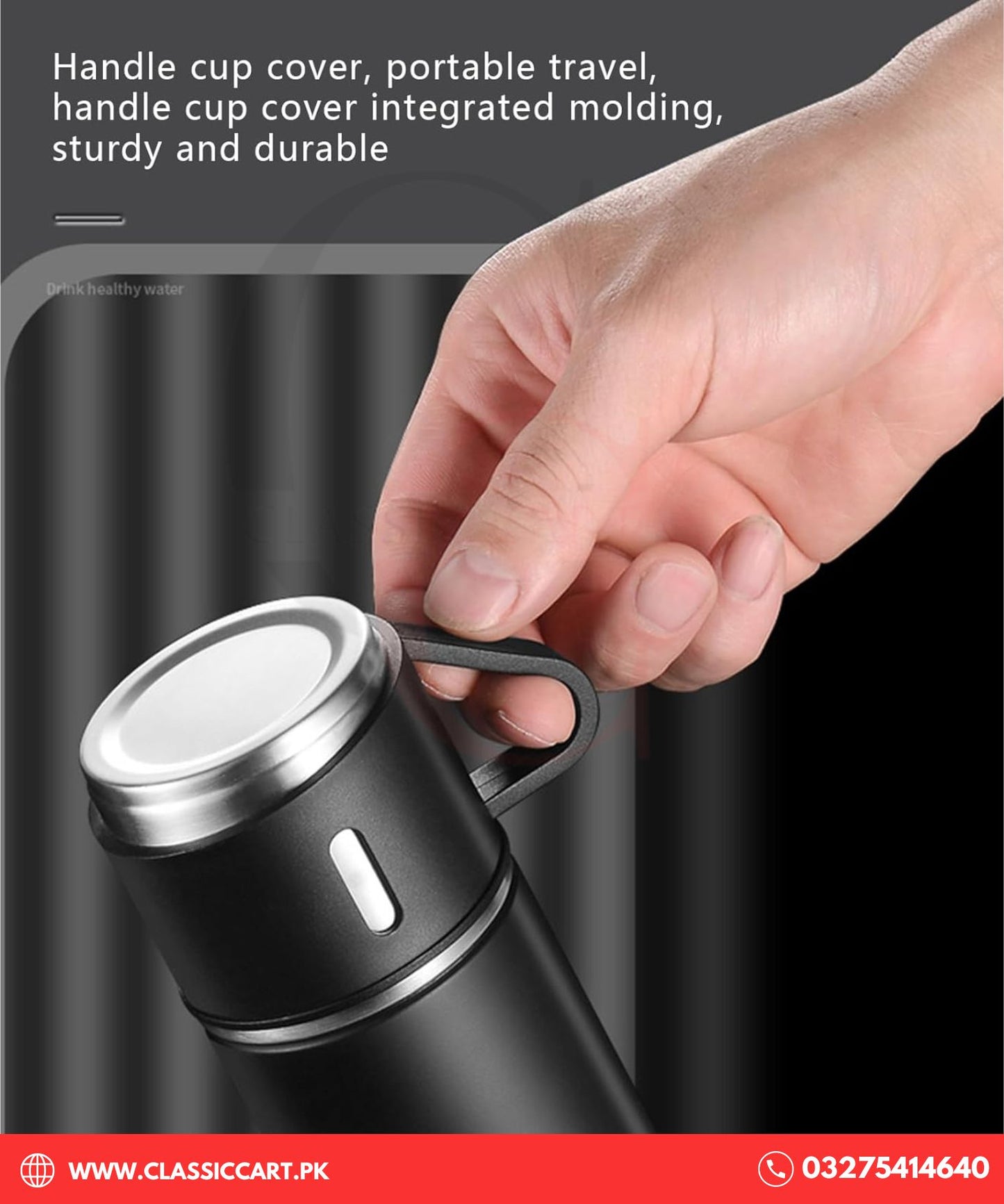 Vacuum Insulated Thermos Flask with 3 Cups